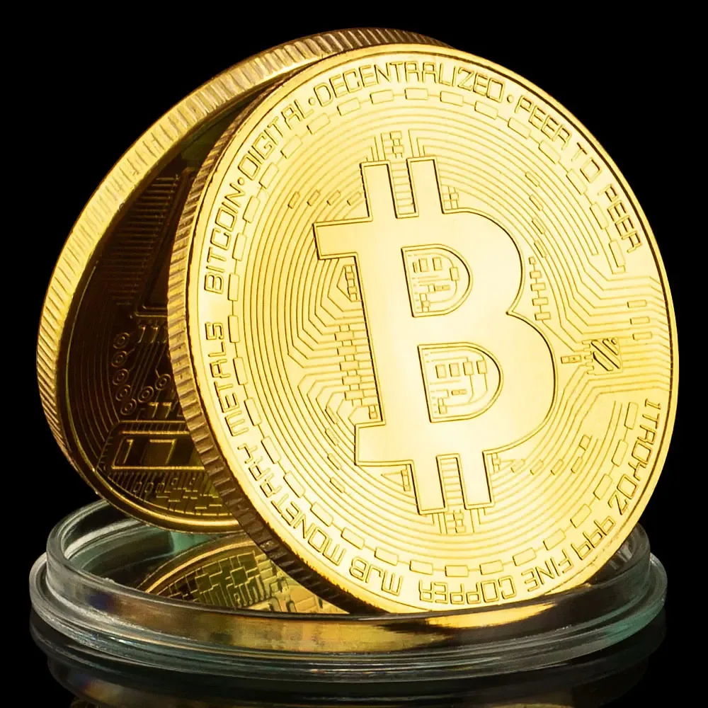 Brass Double Sided B-Bit Bitcoin Creative Coins Physical Silver Coin Medallion Gift Ornament Magic Toy 5