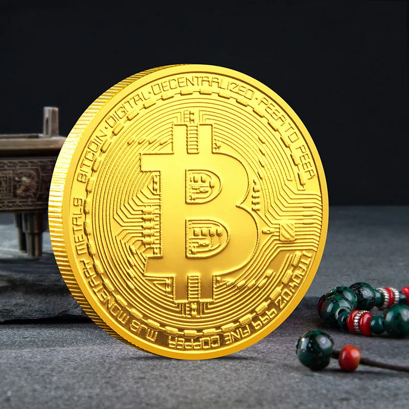 Brass Double Sided B-Bit Bitcoin Creative Coins Physical Silver Coin Medallion Gift Ornament Magic Toy 4
