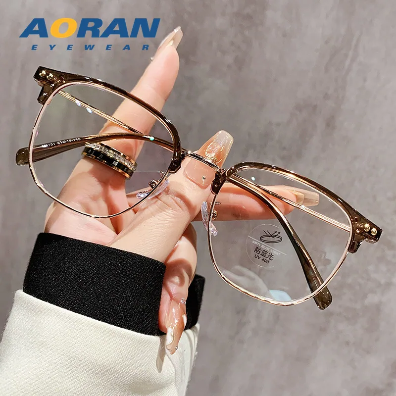 Ultra-light eyebrow line half-frame glasses for men and women, myopia professional can be matched with prescription plain makeup 3