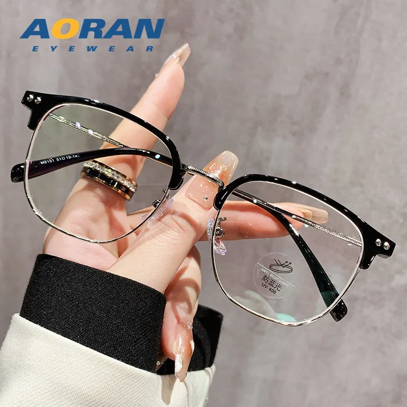 Ultra-light eyebrow line half-frame glasses for men and women, myopia professional can be matched with prescription plain makeup 4