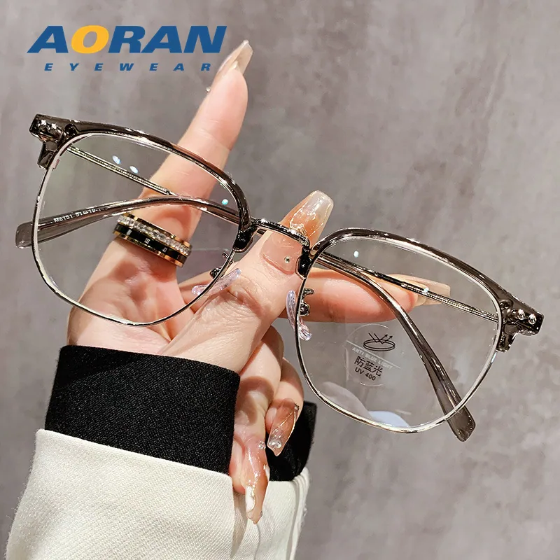 Ultra-light eyebrow line half-frame glasses for men and women, myopia professional can be matched with prescription plain makeup 5
