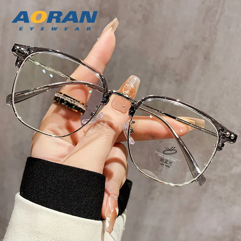 Ultra-light eyebrow line half-frame glasses for men and women, myopia professional can be matched with prescription plain makeup 2