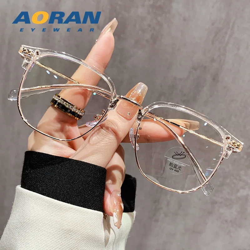 Ultra-light eyebrow line half-frame glasses for men and women, myopia professional can be matched with prescription plain makeup 6