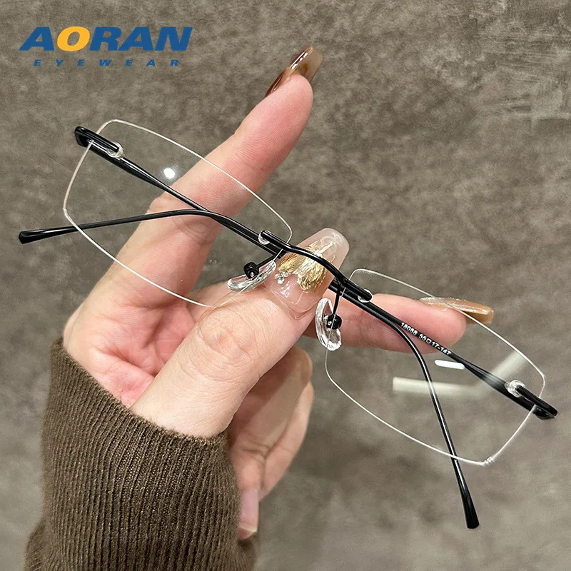 Ultra-light rimless glasses for female myopia can be equipped with prescription borderless Internet celebrity pure desire small 2