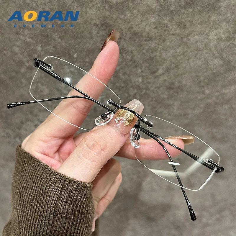 Ultra-light rimless glasses for female myopia can be equipped with prescription borderless Internet celebrity pure desire small