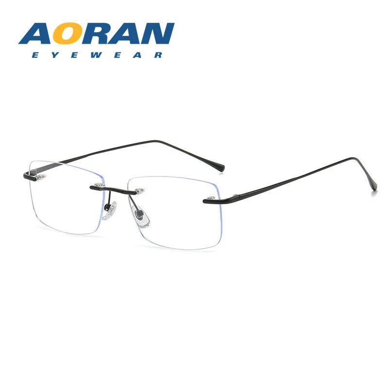 Ultra glossy anti-blue light glasses frames business borderless gold wire flat glasses vintage square borderless myopia glasses 4