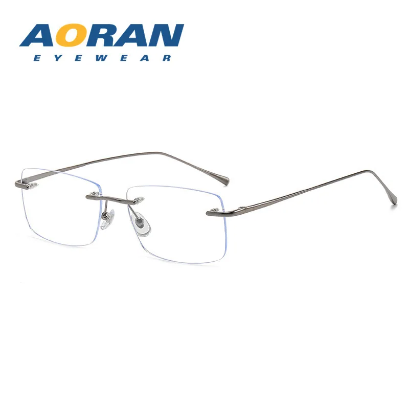 Ultra glossy anti-blue light glasses frames business borderless gold wire flat glasses vintage square borderless myopia glasses 3