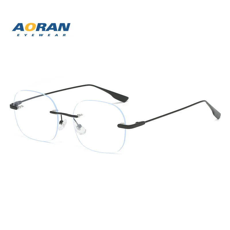 Internet celebrity ins anti-blue light flat light mirror female metal frameless polygon fashion glasses frame can be matched