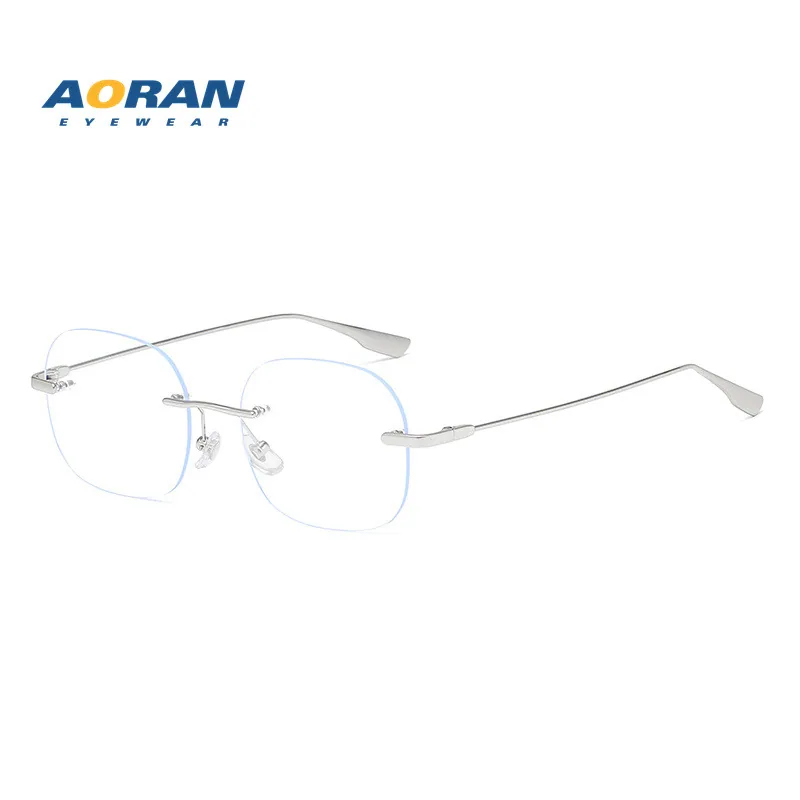 Internet celebrity ins anti-blue light flat light mirror female metal frameless polygon fashion glasses frame can be matched wit 2