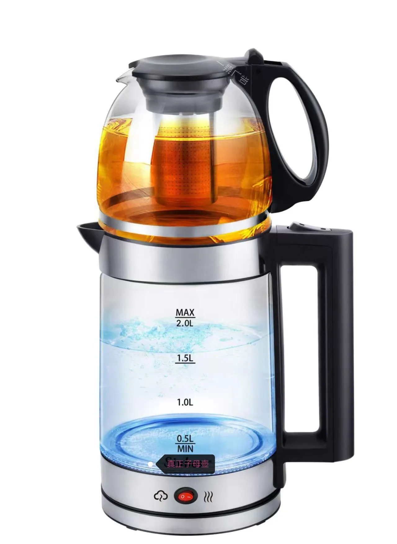 تجارت خارجی عمده فروشی شیشه ای مادرشوهر دولایه قابلمه عایق SKD جوشاندن چای سیاه فاکتور کتری برقی جوش 8