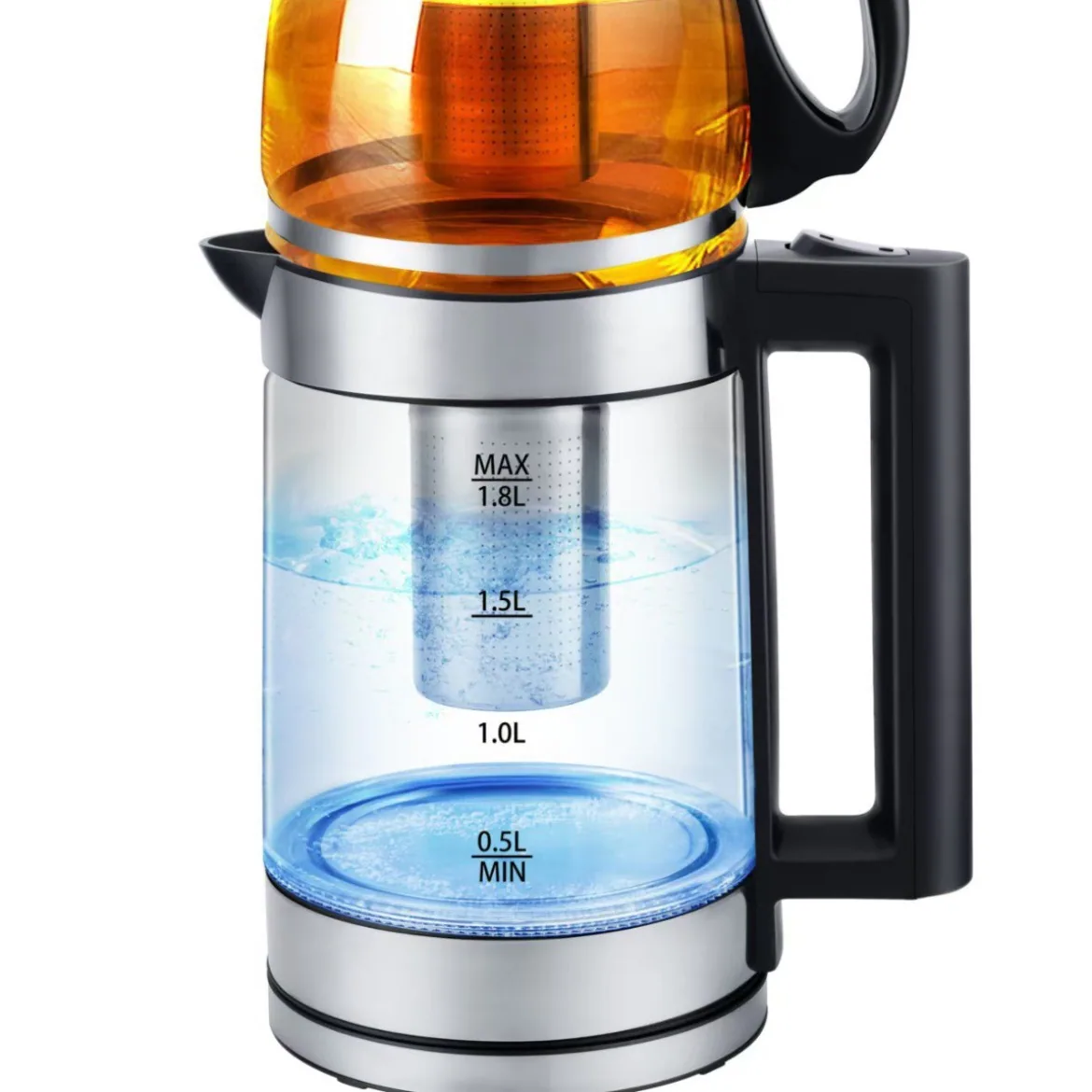 تجارت خارجی عمده فروشی شیشه ای مادرشوهر دولایه قابلمه عایق SKD جوشاندن چای سیاه فاکتور کتری برقی جوش 5