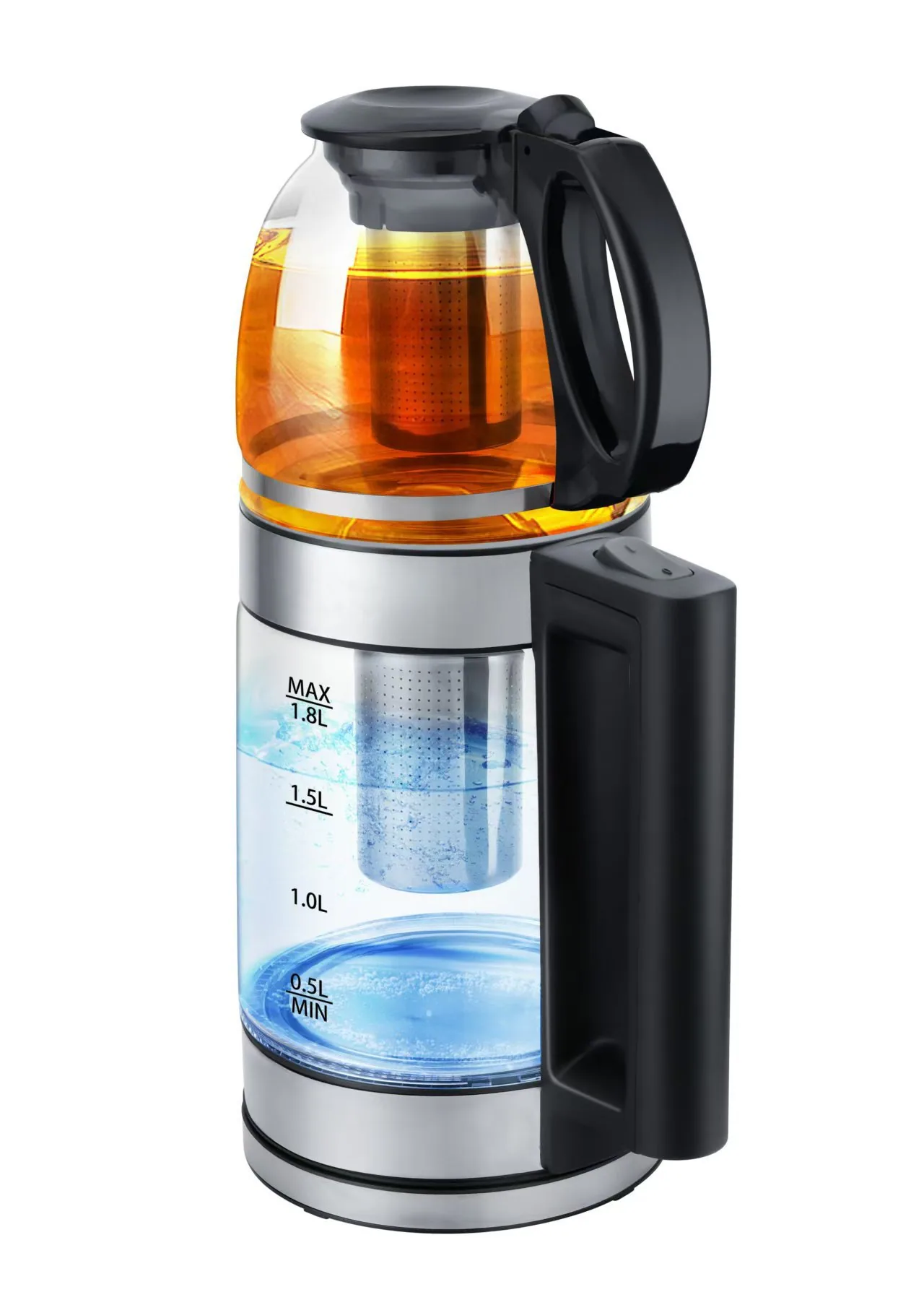 تجارت خارجی عمده فروشی شیشه ای مادرشوهر دولایه قابلمه عایق SKD جوشاندن چای سیاه فاکتور کتری برقی جوش 7