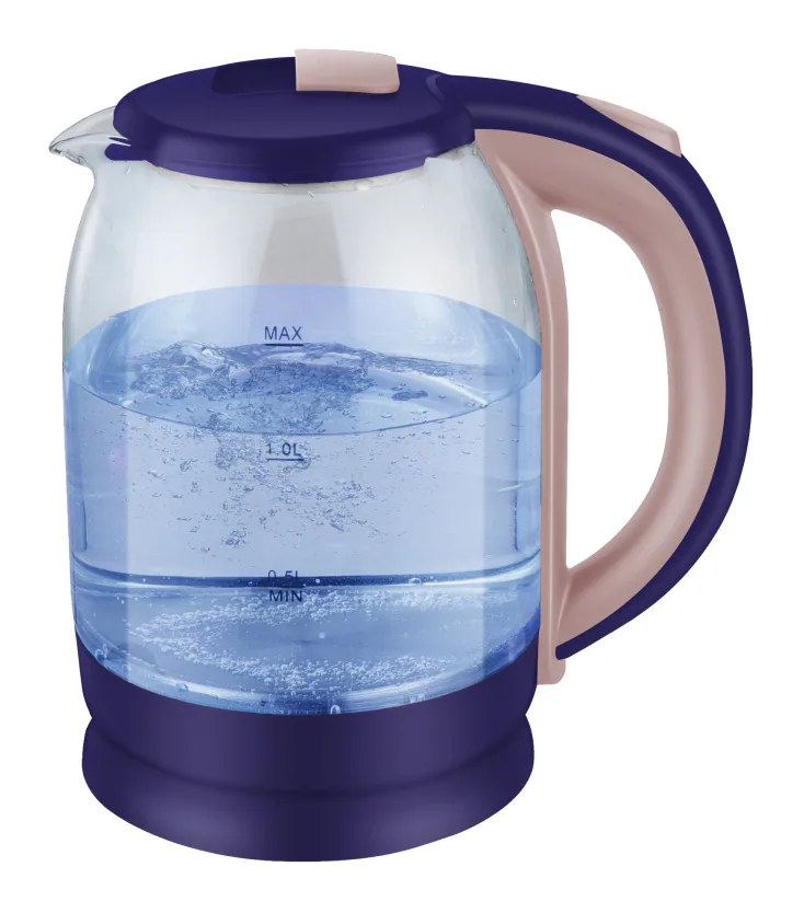 Foreign Trade Cross-border 1.8L 2.0 Liter Hemmed High Boron Glass LED Blue Light Boiling Fast Electric Kettle Lianjiang Factory 2
