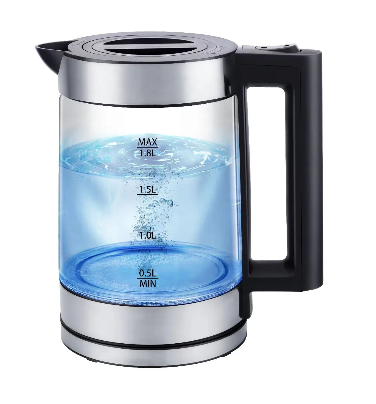 Foreign Trade European High Boron Glass with Tea Leak LED Blue Light Boiling Fast Electric Kettle Factory Direct Wholesale 2