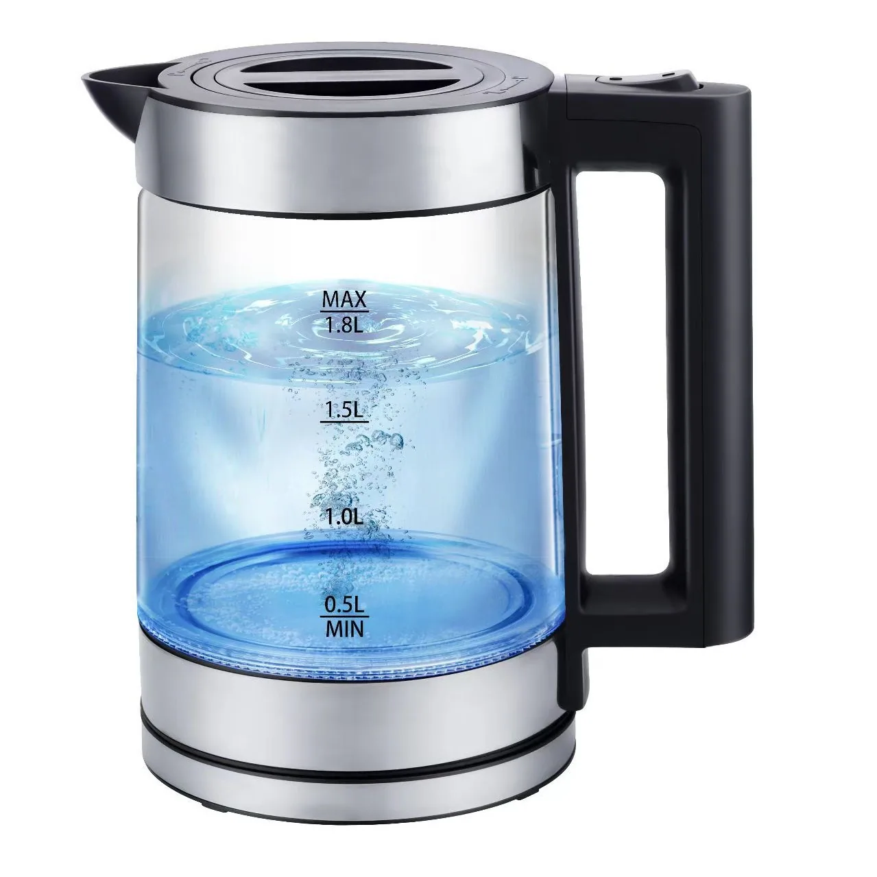 Foreign Trade European High Boron Glass with Tea Leak LED Blue Light Boiling Fast Electric Kettle Factory Direct Wholesale 6
