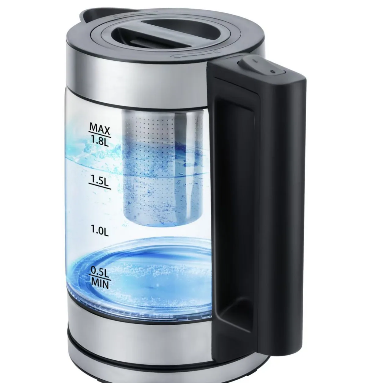 Foreign Trade European High Boron Glass with Tea Leak LED Blue Light Boiling Fast Electric Kettle Factory Direct Wholesale 3