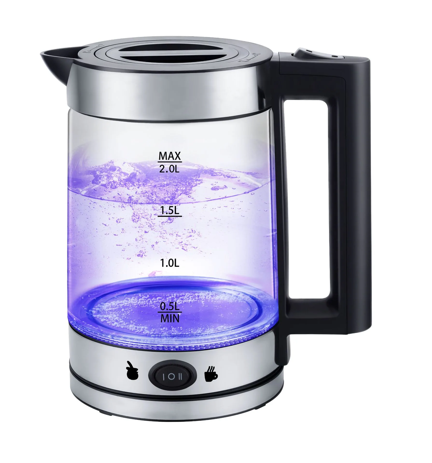 Foreign Trade European High Boron Glass with Tea Leak LED Blue Light Boiling Fast Electric Kettle Factory Direct Wholesale 14