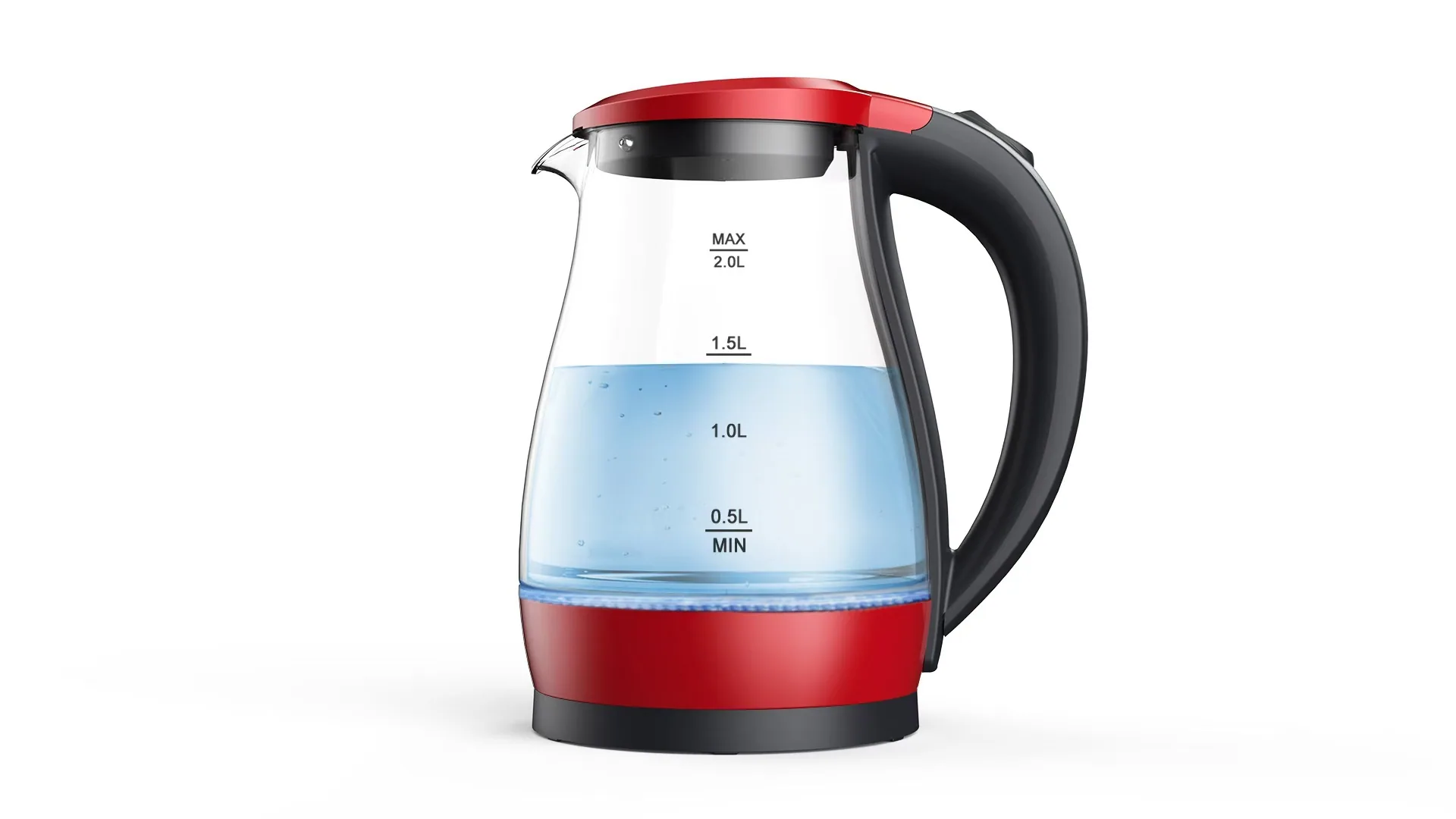 Foreign Trade Cross-border 1.8L 2.0 Liter Hemmed High Boron Glass LED Blue Light Boiling Fast Electric Kettle Lianjiang Factory 2
