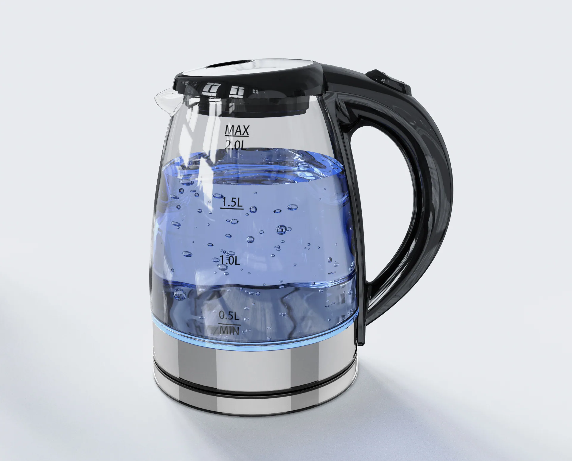 Foreign Trade Cross-border 1.8L 2.0 Liter Hemmed High Boron Glass LED Blue Light Boiling Fast Electric Kettle Lianjiang Factory 9