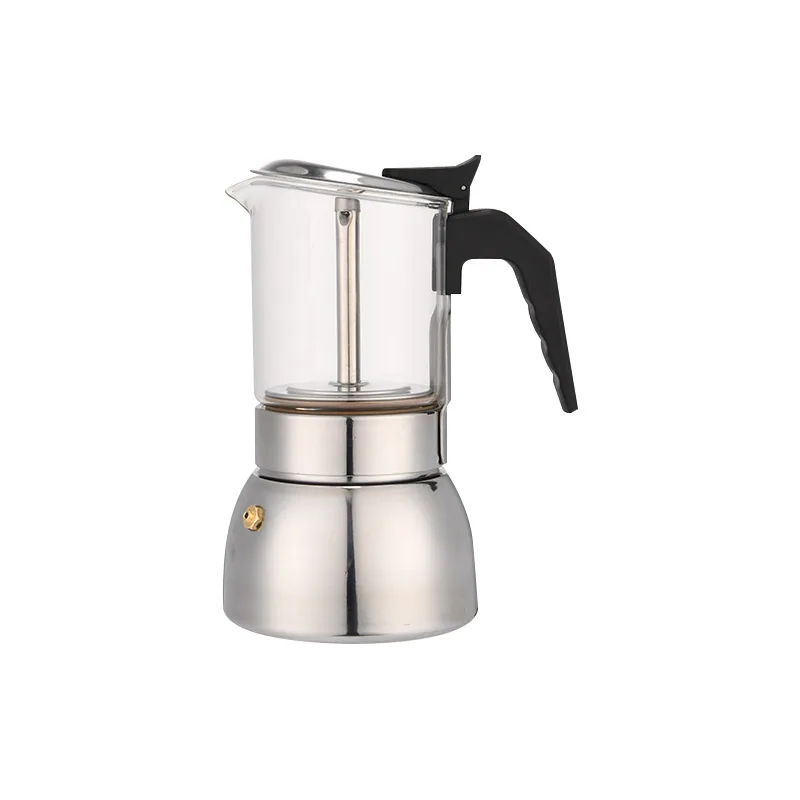 Factory processing stainless steel raised bay glass high-end coffee pot professional moka pot can be wholesale with electric