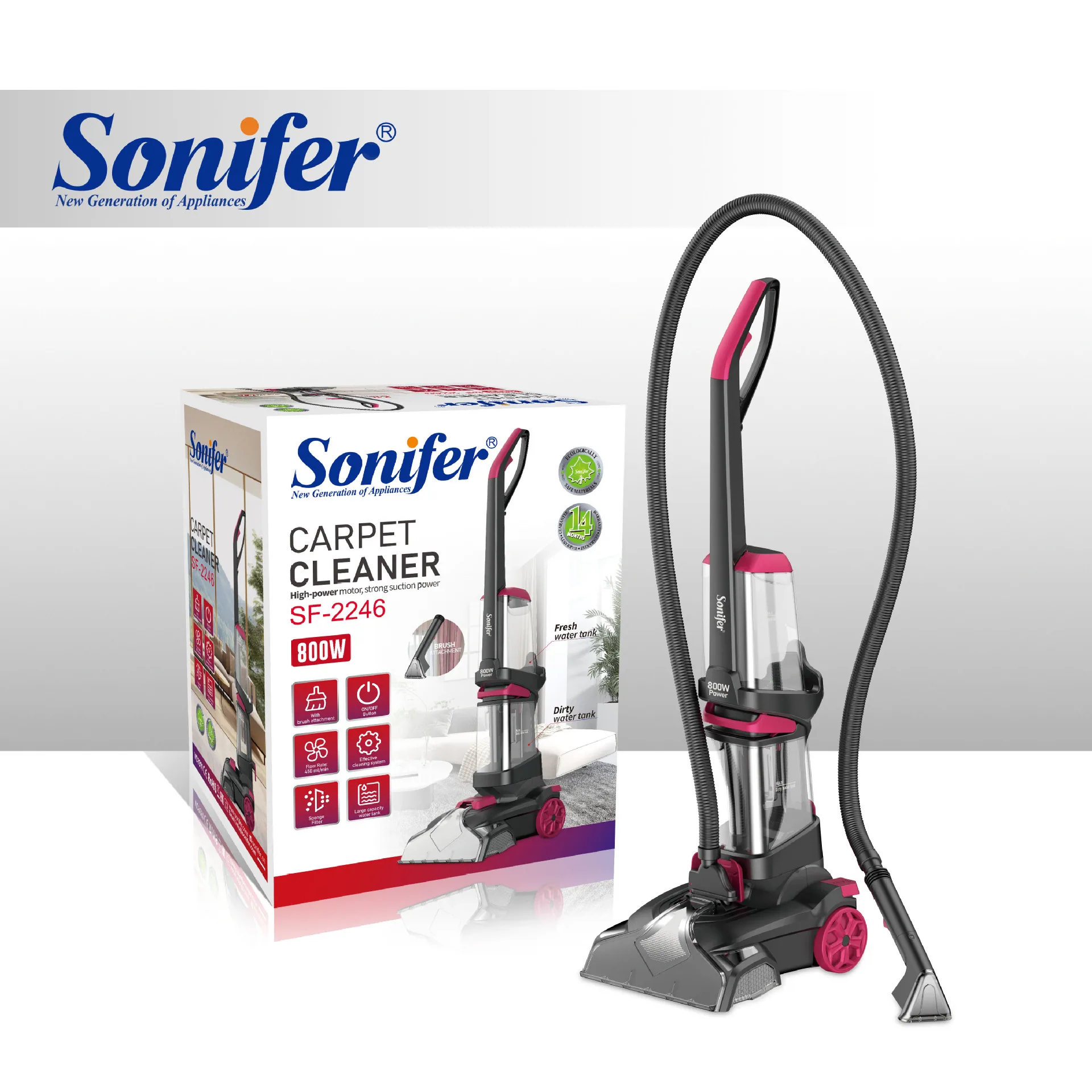 Sonifer SF-2246 เครื่องซักทำความสะอาดและดูดฝุ่นอเนกประสงค์แบบ 3-in-1 ของใช้ในครัวเรือนแบบยุโรปข้ามพรมแดน 5