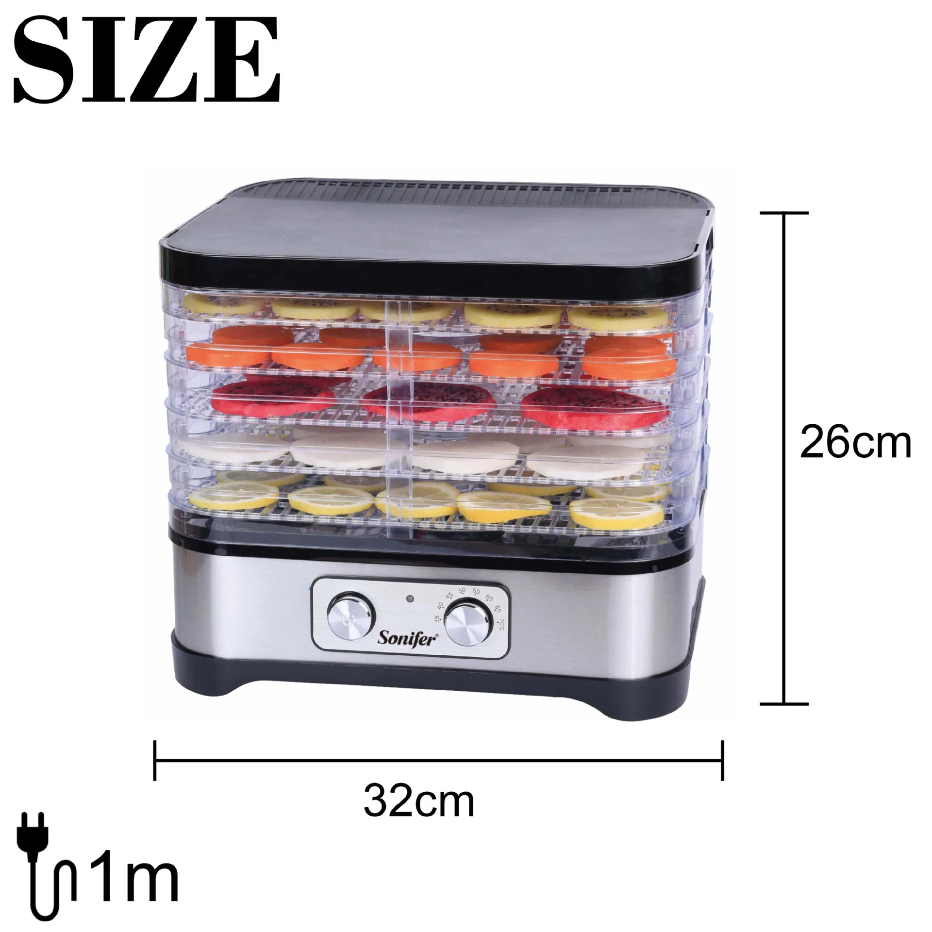 Sonifer Cross-border European 16L Household Dried Fruit Machine Food Dehydrator SF-4017 2