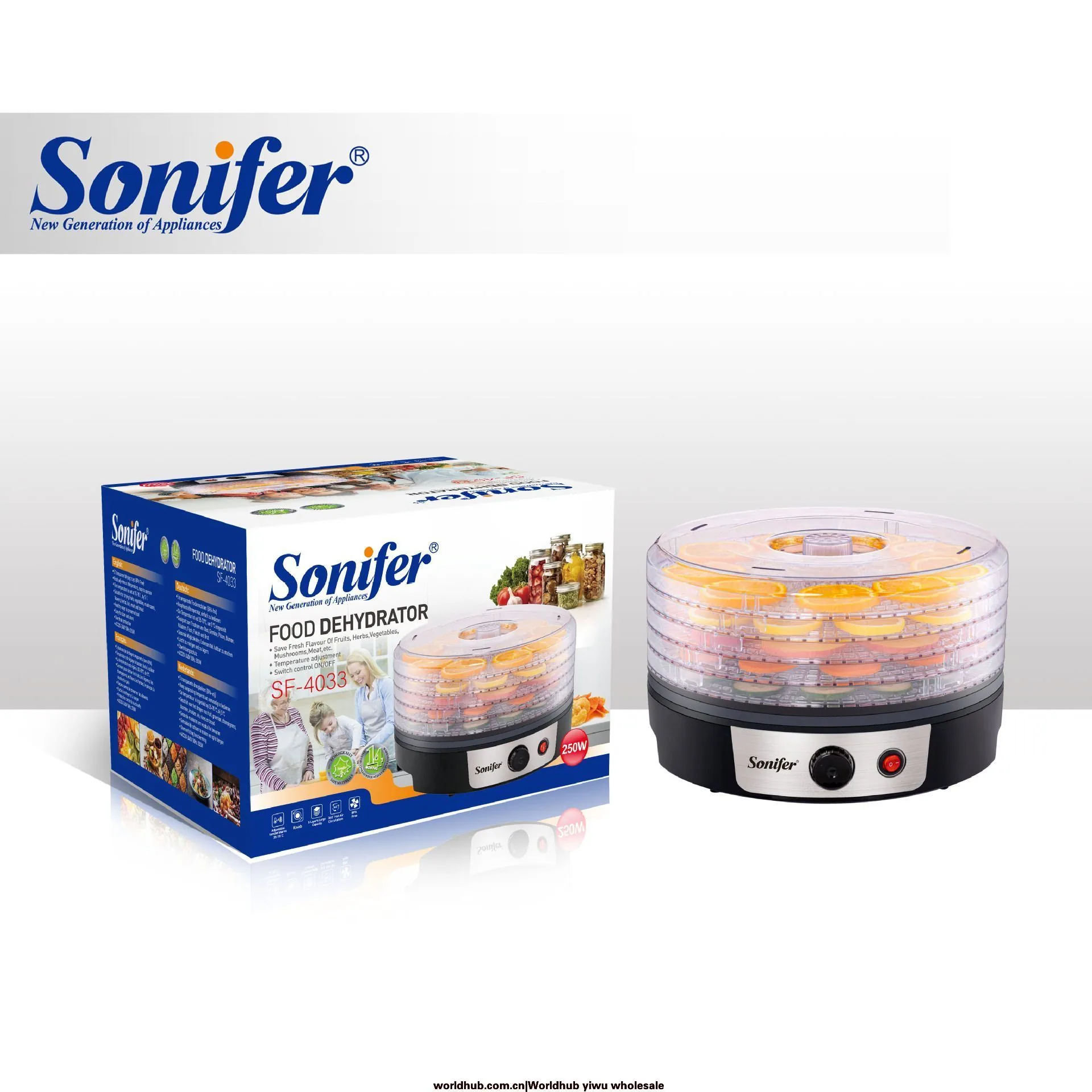 Sonifer Cross-border European 16L Household Dried Fruit Machine Food Dehydrator SF-4033