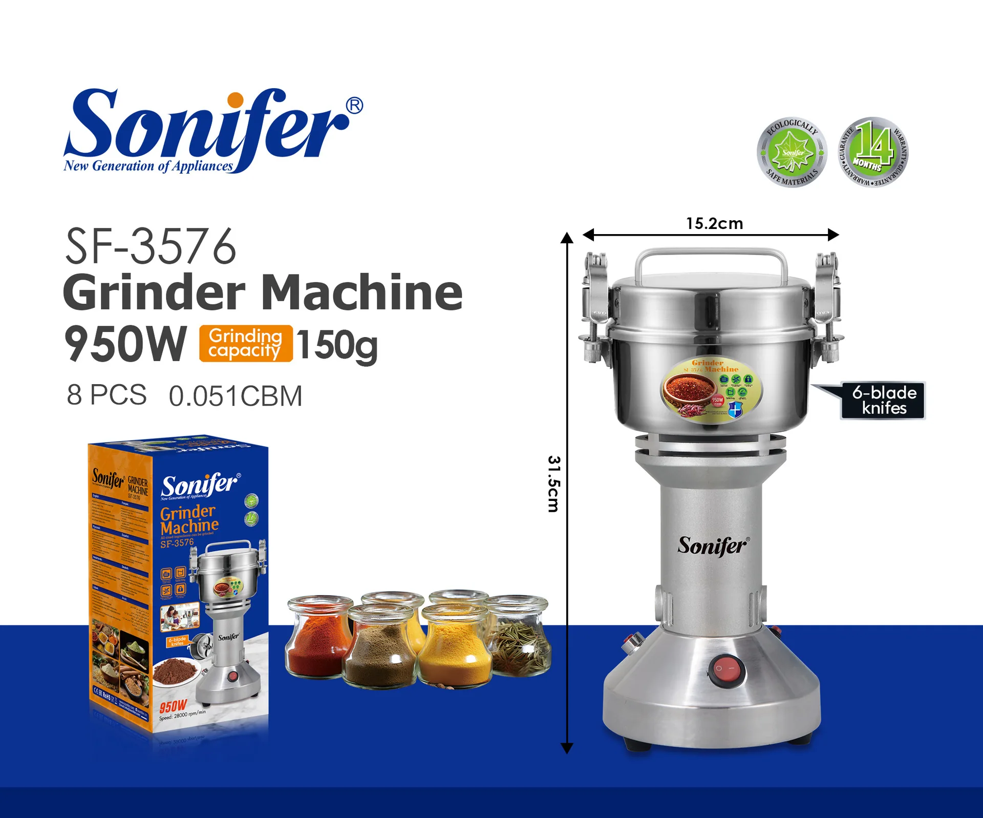 sonifer Automatic Coffee Bean Grinder Electric Grinder Coffee Grinder SF-3576 9