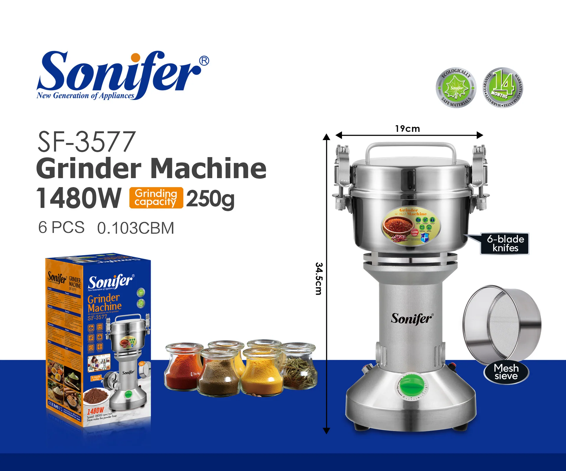 sonifer 200g Automatic Coffee Bean Grinder Electric Grinder Coffee Grinder SF-3577 9