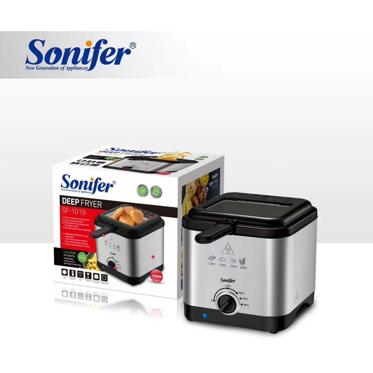 دستگاه سرخ کن خانگی 1.5 لیتری SF-1019 از فولاد ضد زنگ سونیفر اروپا 3