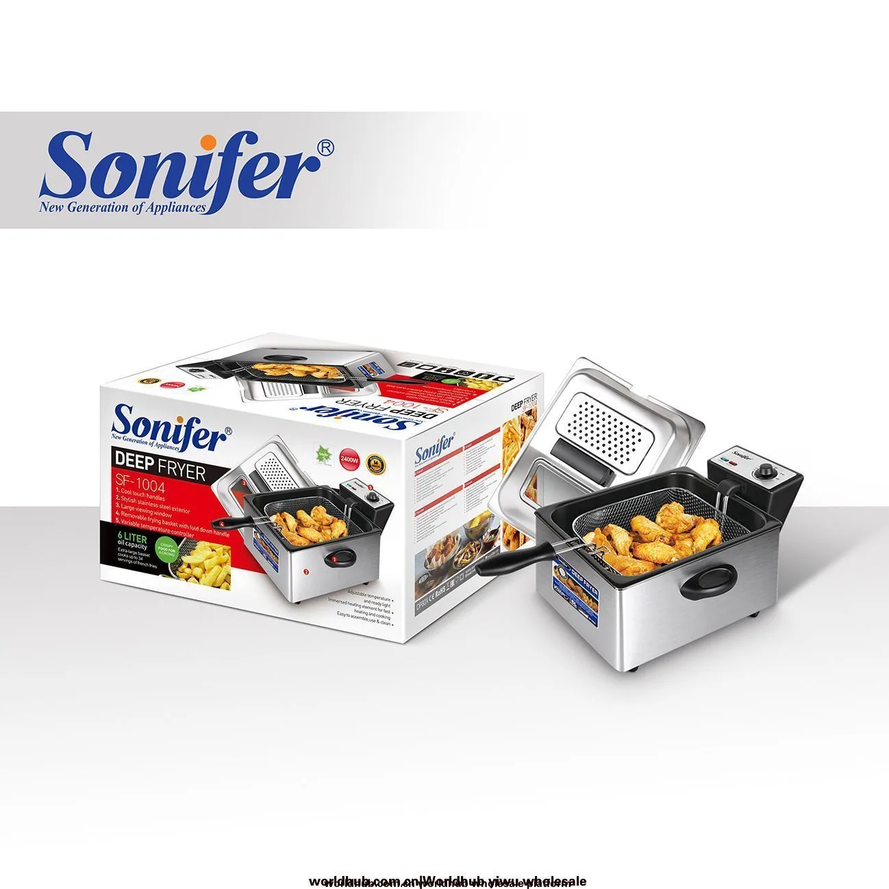 Sonifer Cross-Border Household Stainless Steel Fryer Large Capacity 6L SF-1004 2