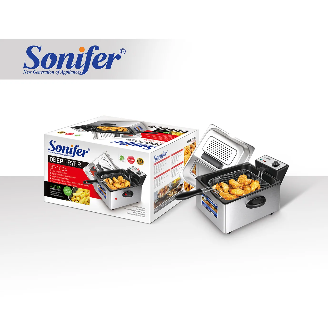 Sonifer Cross-Border Household Stainless Steel Fryer Large Capacity 6L SF-1004 4