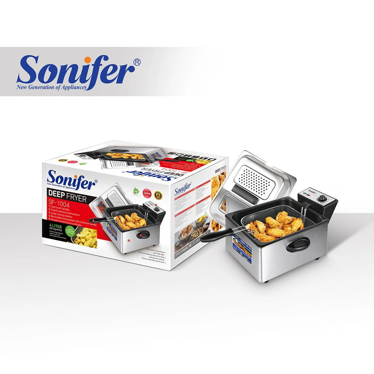 Sonifer Cross-Border Household Stainless Steel Fryer Large Capacity 6L SF-1004 3