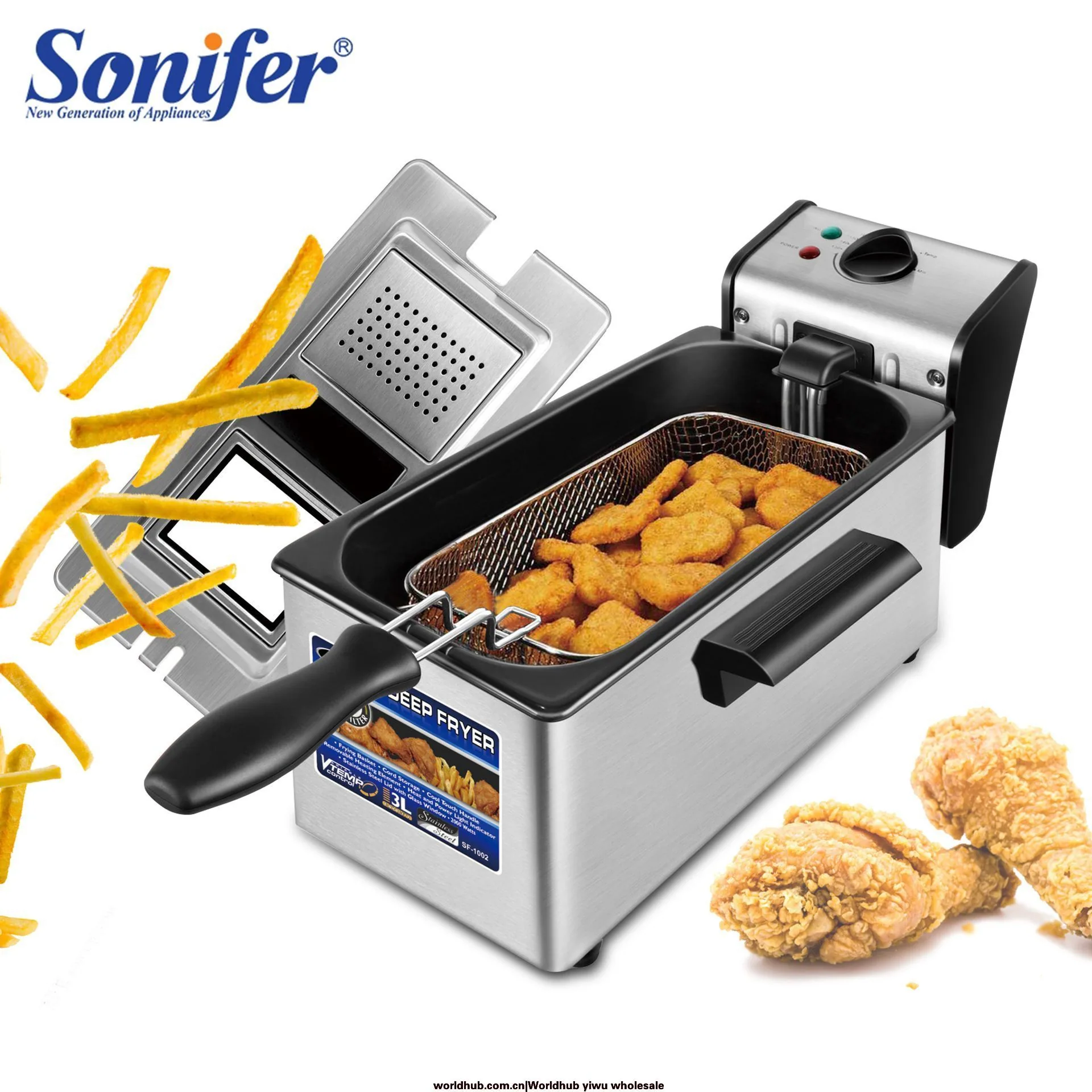 Sonifer Foreign Trade Stainless Steel Household Fryer Fries Machine 3L SF-1003 European Specification 3