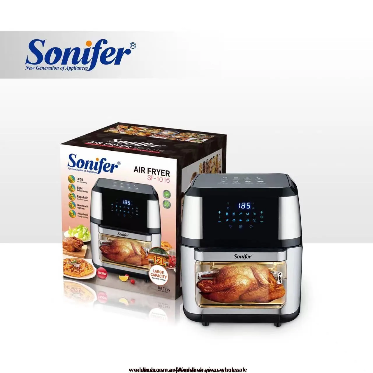 Sonifer Kitchen Large Capacity Multi-Function Automatic Digital Display Touch Screen 12L Air Fryer SF-1016