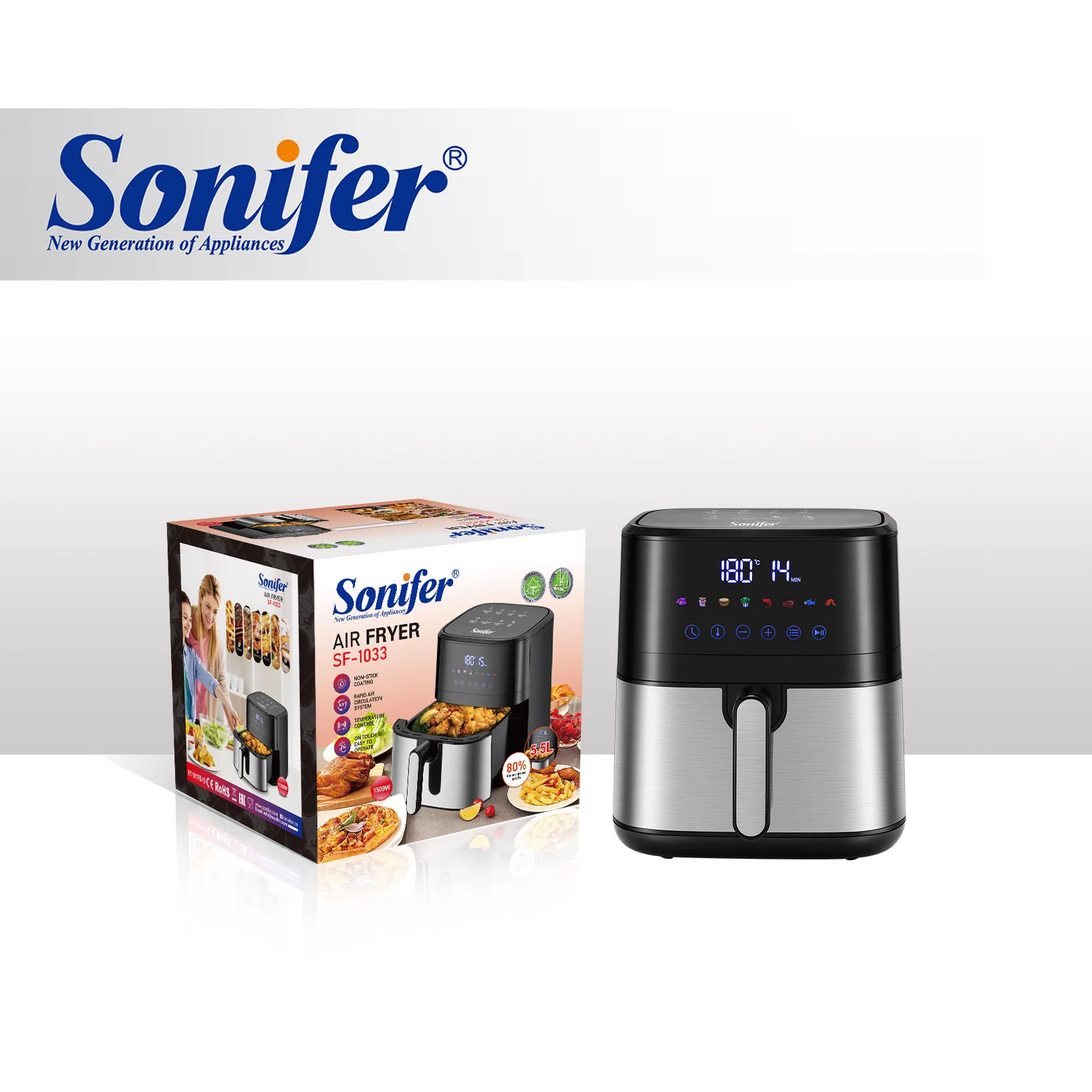 Sonifer New Air Fryer 5.5L Screen Touch Screen LED Air Fryer Electric Oven SF-1033 6
