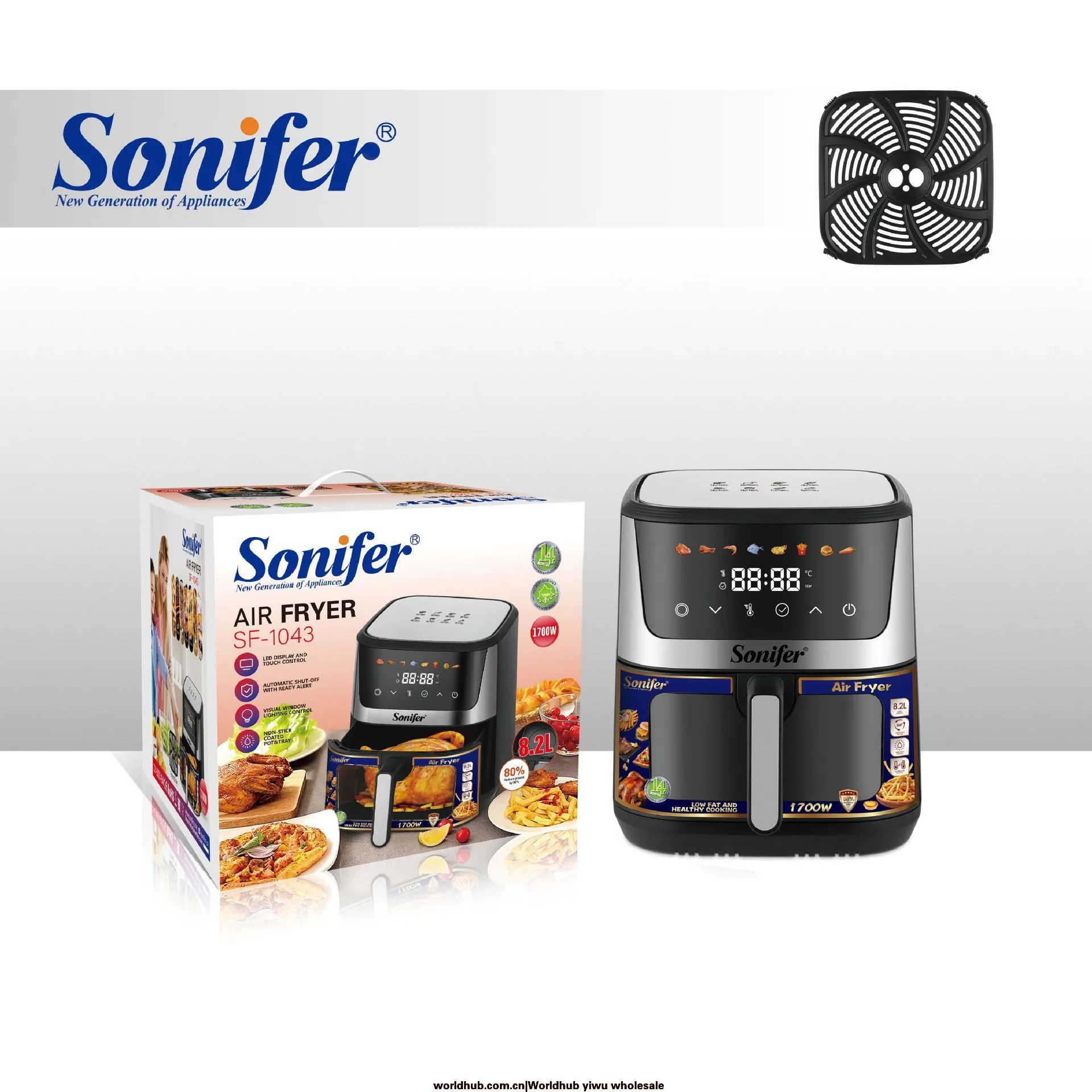 Sonifer New Air Fryer 8.2L Touchscreen LED Electric Oven with Viewing Window SF-1043