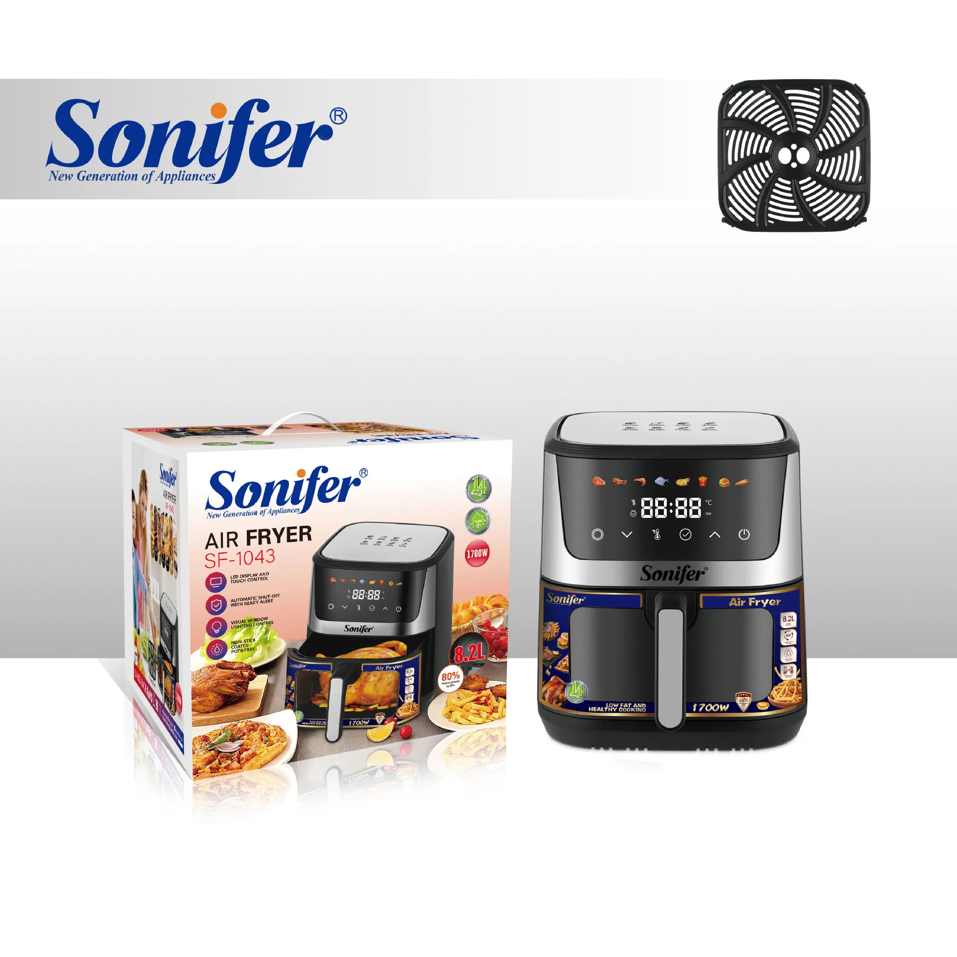Sonifer New Air Fryer 8.2L Touchscreen LED Electric Oven with Viewing Window SF-1043 6