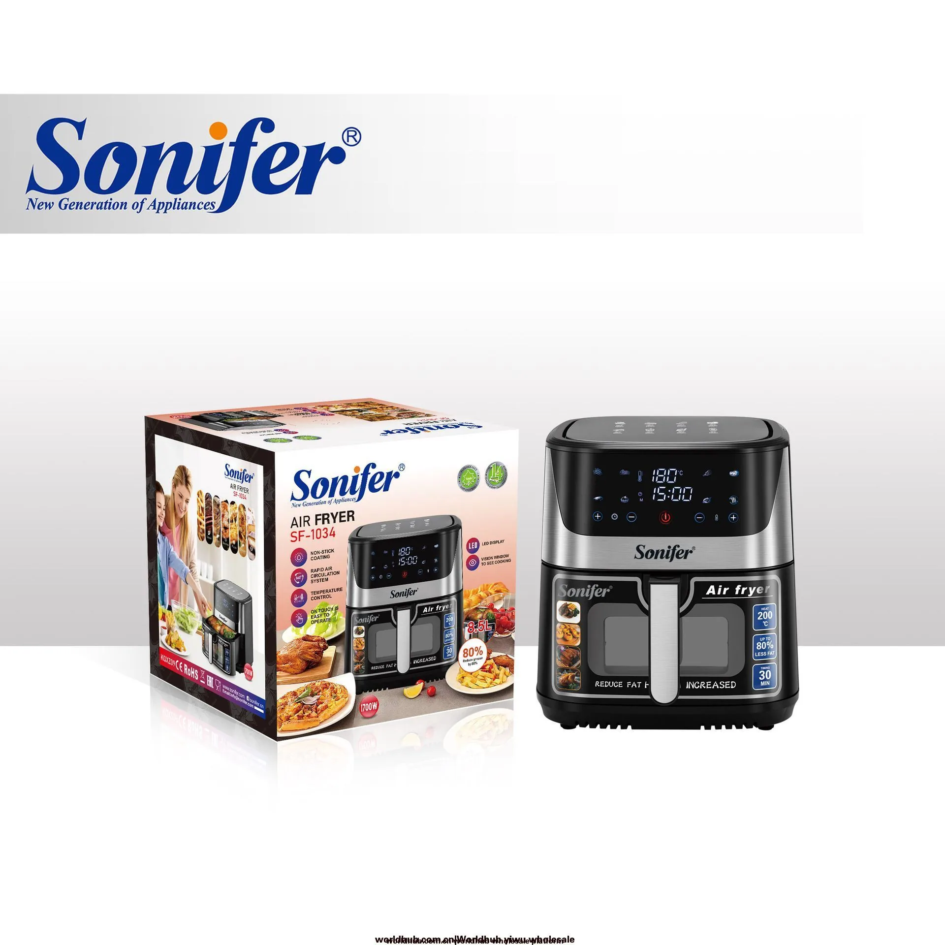 Sonifer New Air Fryer 8.5L Touchscreen LED Electric Oven with Viewing Window SF-1034