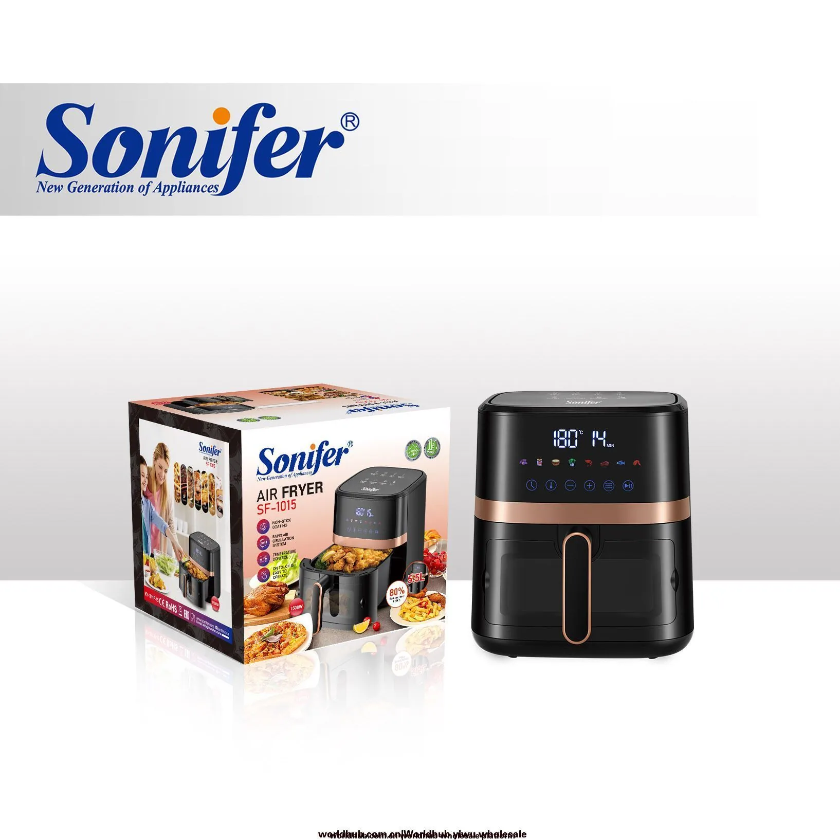 Sonifer New Air Fryer 5.5L Touchscreen LED Electric Oven with Visible Window SF-1015
