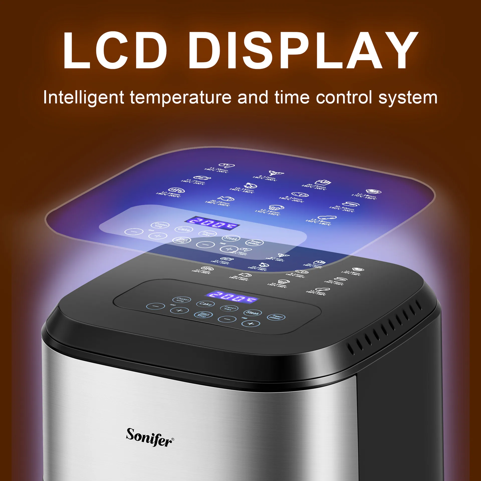 Sonifer Cross-border Home Kitchen Multi-function 5L Touch Screen Display Air Fryer SF-1024 7