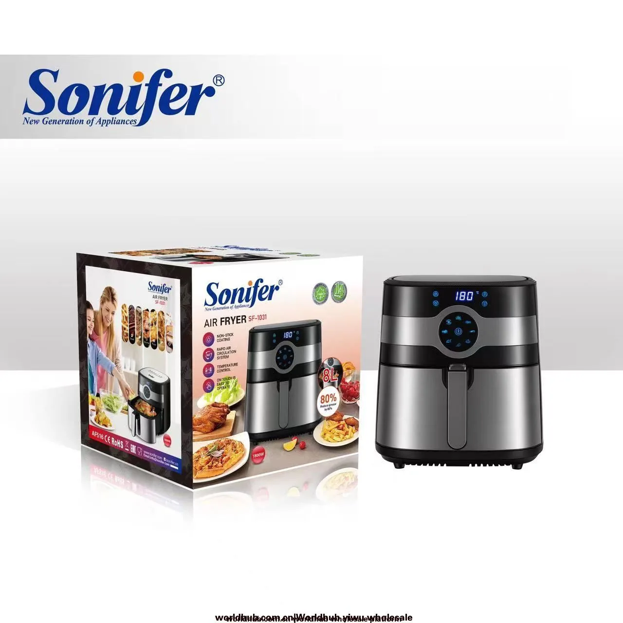 Sonifer Home Kitchen Multi-function Large Capacity Touch Screen Display Visible 8L Air Fryer SF-1031