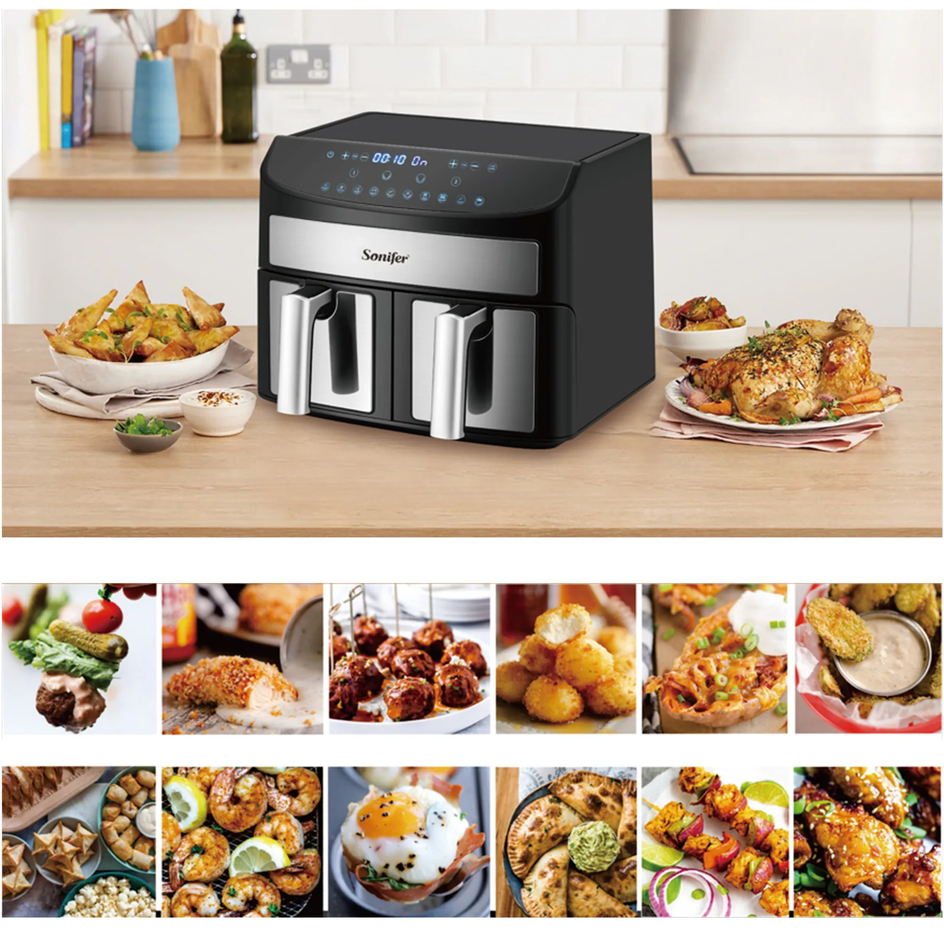 Sonifer Household Large Capacity Double Compartment Kitchen Multifunctional 2.8L Air Fryer SF-1023 5