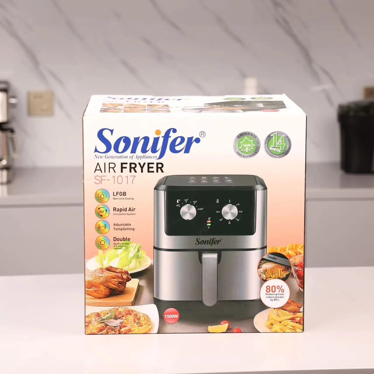 Sonifer Cross-Border Kitchen Large Capacity Multifunctional Automatic Numerical Knob 6L Air Fryer SF-1017 4