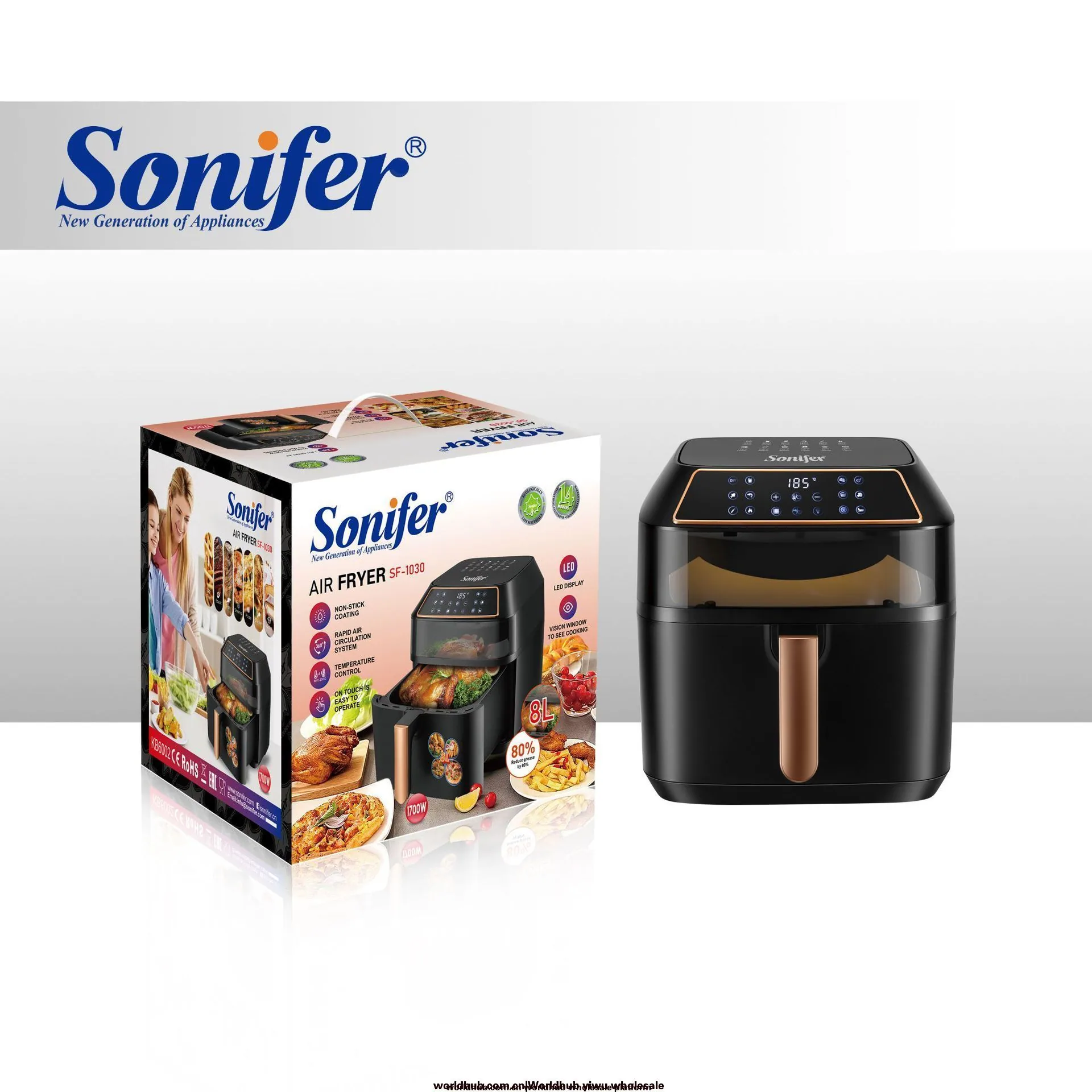 Sonifer maison cuisine multi-fonction grande capacité écran tactile affichage Visible 8L friteuse à Air SF-1030
