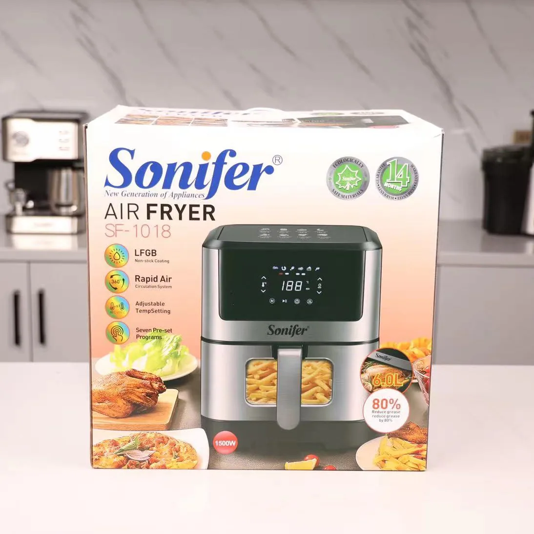 صفحه نمایش چند منظوره با ظرفیت بزرگ Sonifer Kitchen Touch Visual 6L Air Fryer SF-1018 6