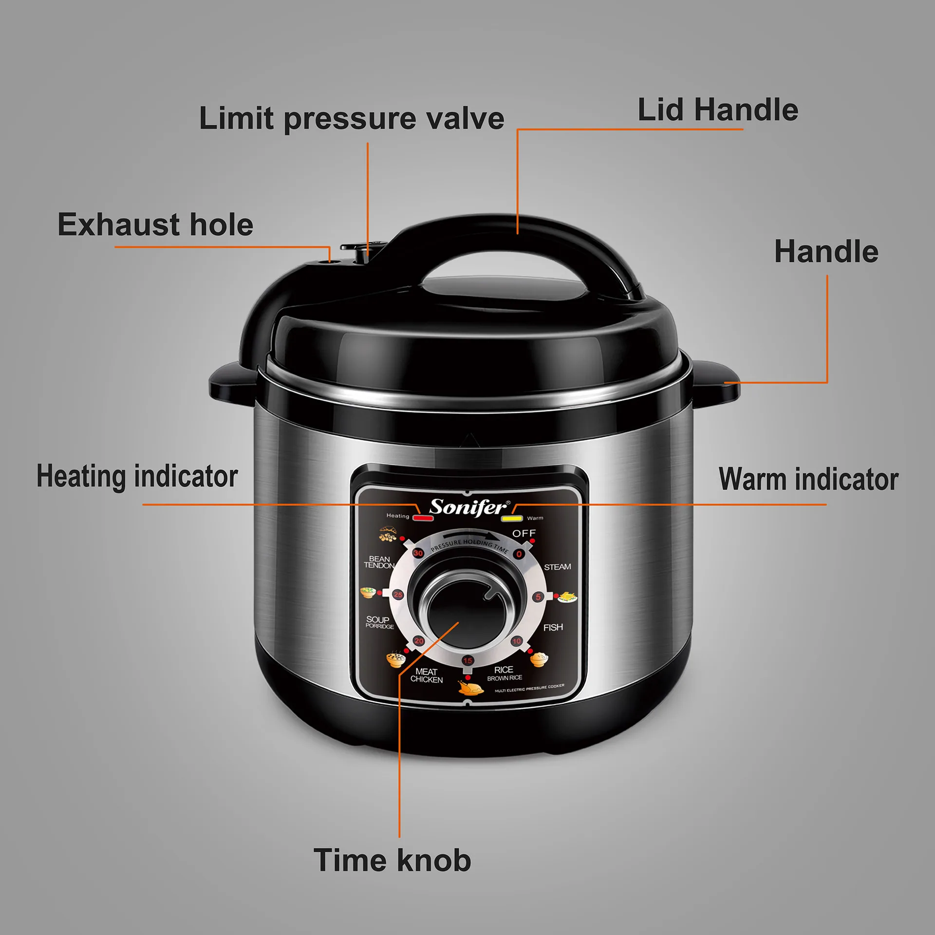 Sonifer Multifunctional Touch Screen Electric Pressure Cooker for Home 8L 1300W Rice Cooker Crisp Cooker SF-4013 11