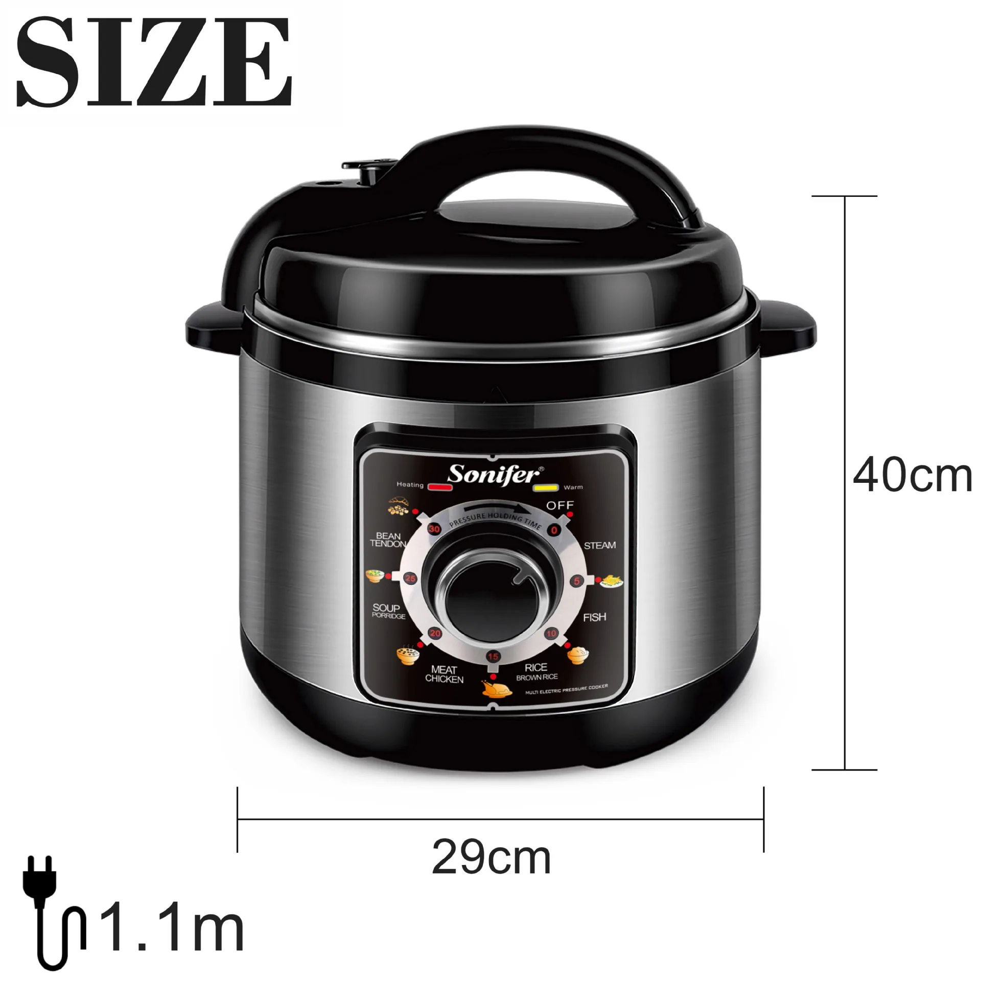 Sonifer Multifunctional Touch Screen Electric Pressure Cooker for Home 8L 1300W Rice Cooker Crisp Cooker SF-4013 8