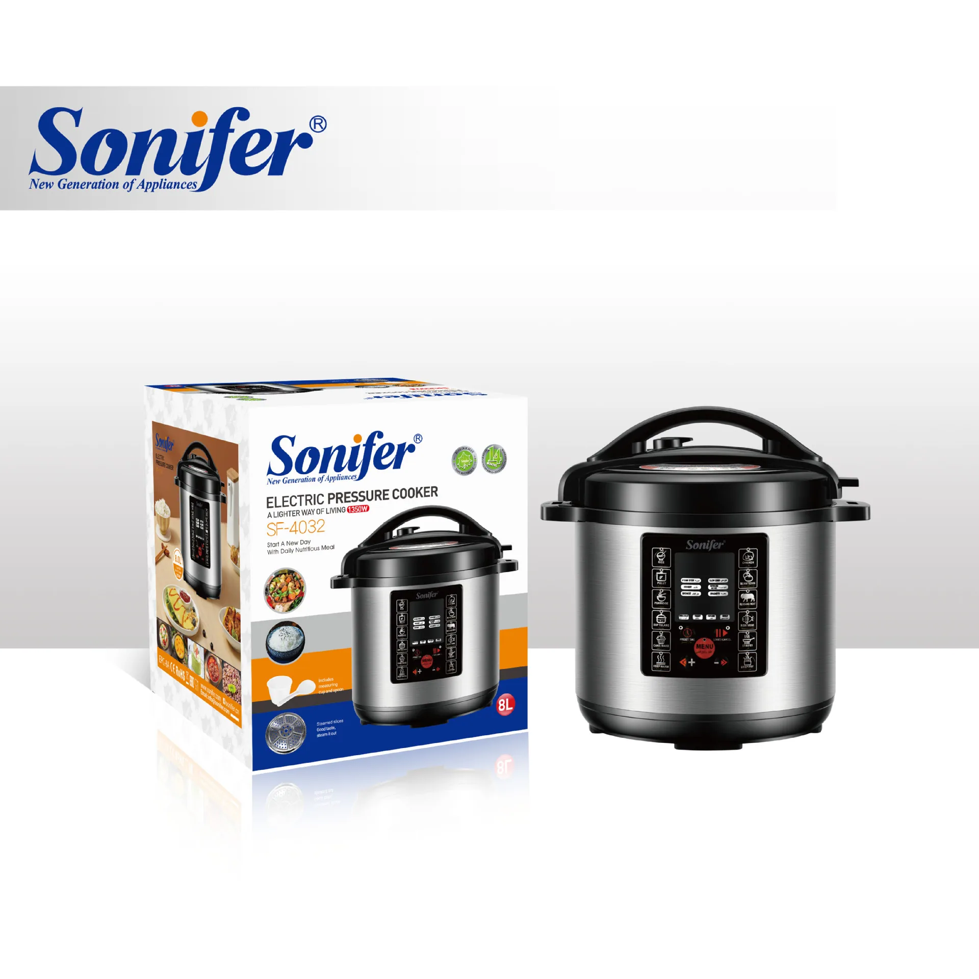 Sonifer Household Multifunctional Touch Screen Electric Pressure Cooker 8L 1300W Rice Cooker Stew Pot SF-4032 6