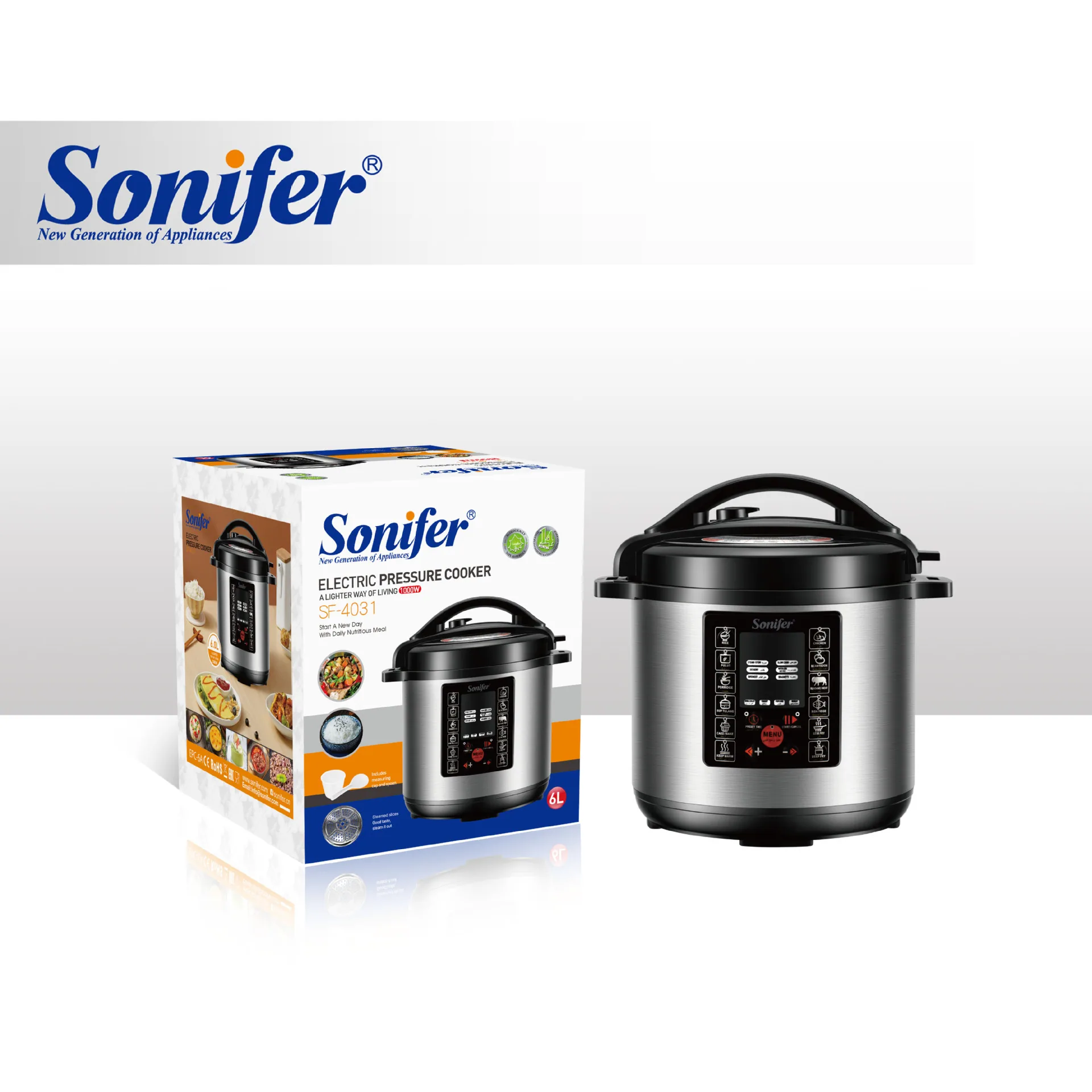 Sonifer Multifunctional Touch Screen Electric Pressure Cooker 6L 1000W Rice Cooker Stew Pot SF-4031 for Household Use 5